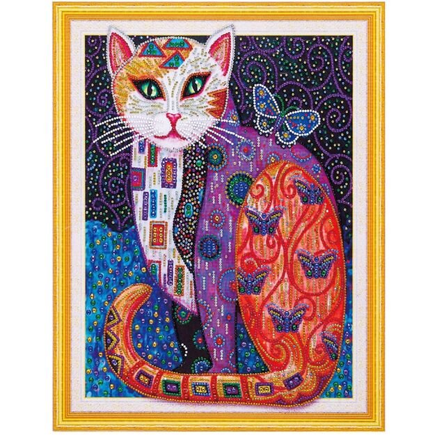 Deimantinė mozaika 5d katė ir drugelis 40x50cm (47x57cm)