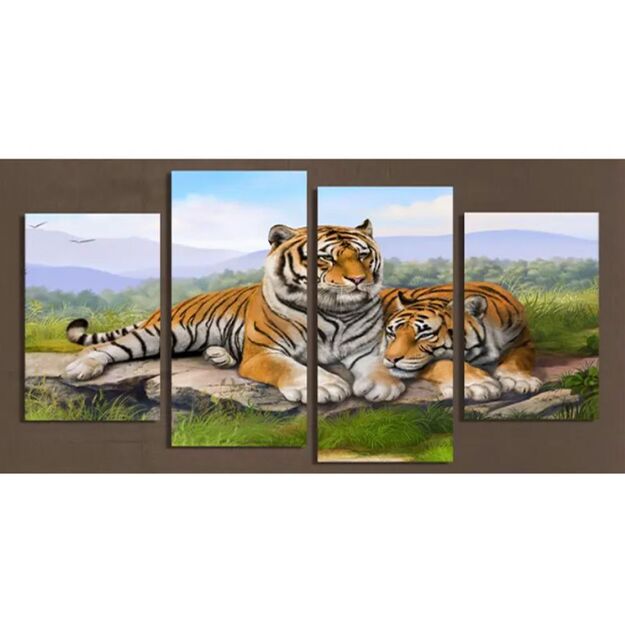 Pilno dėliojimo mozaikinė dėlionė 2x(15x20cm)+2x(15x30), tigrai