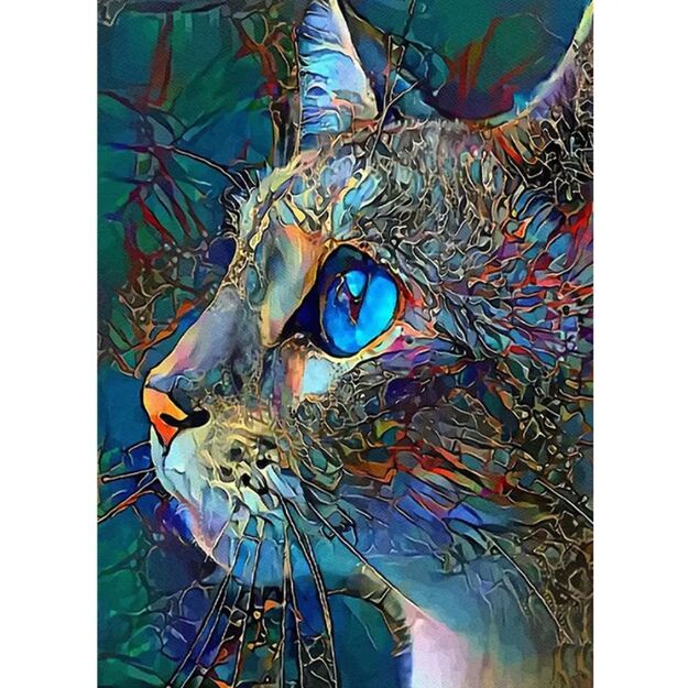 Pilno dėliojimo mozaikinė dėlionė 30x40cm tapyta katė