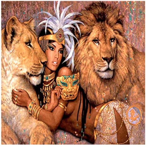 Pilno dėliojimo mozaikinė dėlionė 30x30cm liūtai, karalienė