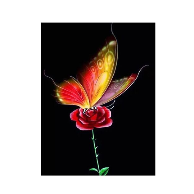 Pilno dėliojimo mozaikinė dėlionė 30x40cm (35x45cm) drugelis ant rožės