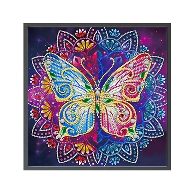 Tamsoje švytinti deimantinė mozaika 30x30cm (35x35cm) drugelis